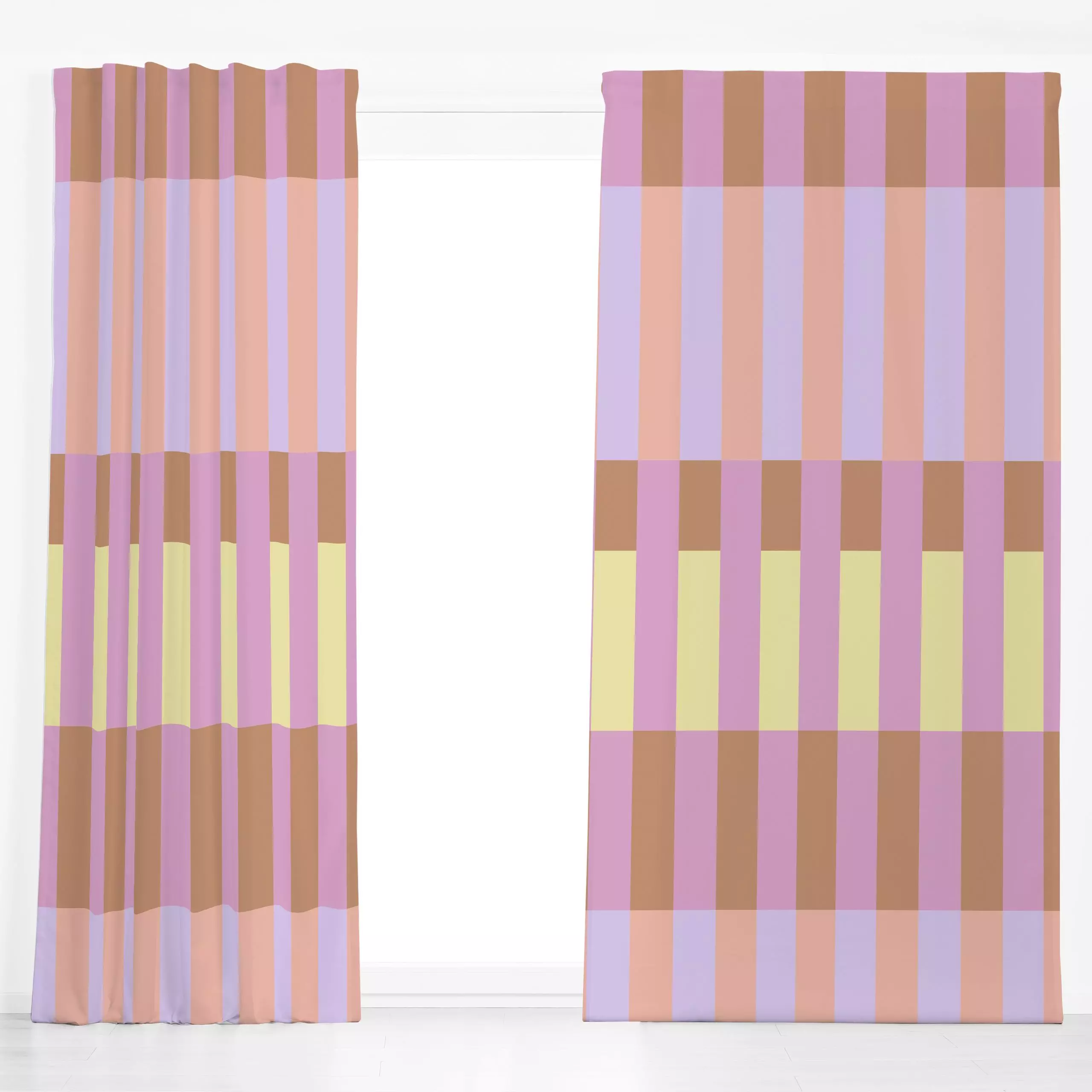 Dekovorhang Tile Stripes Apricot Yellow - Frühling, Symbole & Muster - von „Studio ROSAGRAU“; Streifen, Sommer, farbenfroh, ...