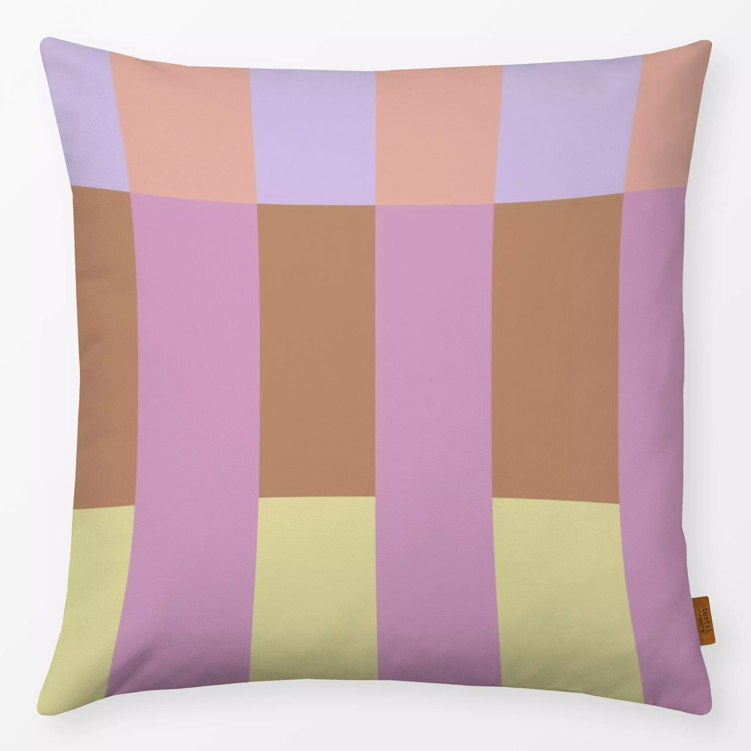 Kissen Tile Stripes Apricot Yellow - Frühling, Symbole & Muster - von „Studio ROSAGRAU“; Streifen, Sommer, farbenfroh, trend...