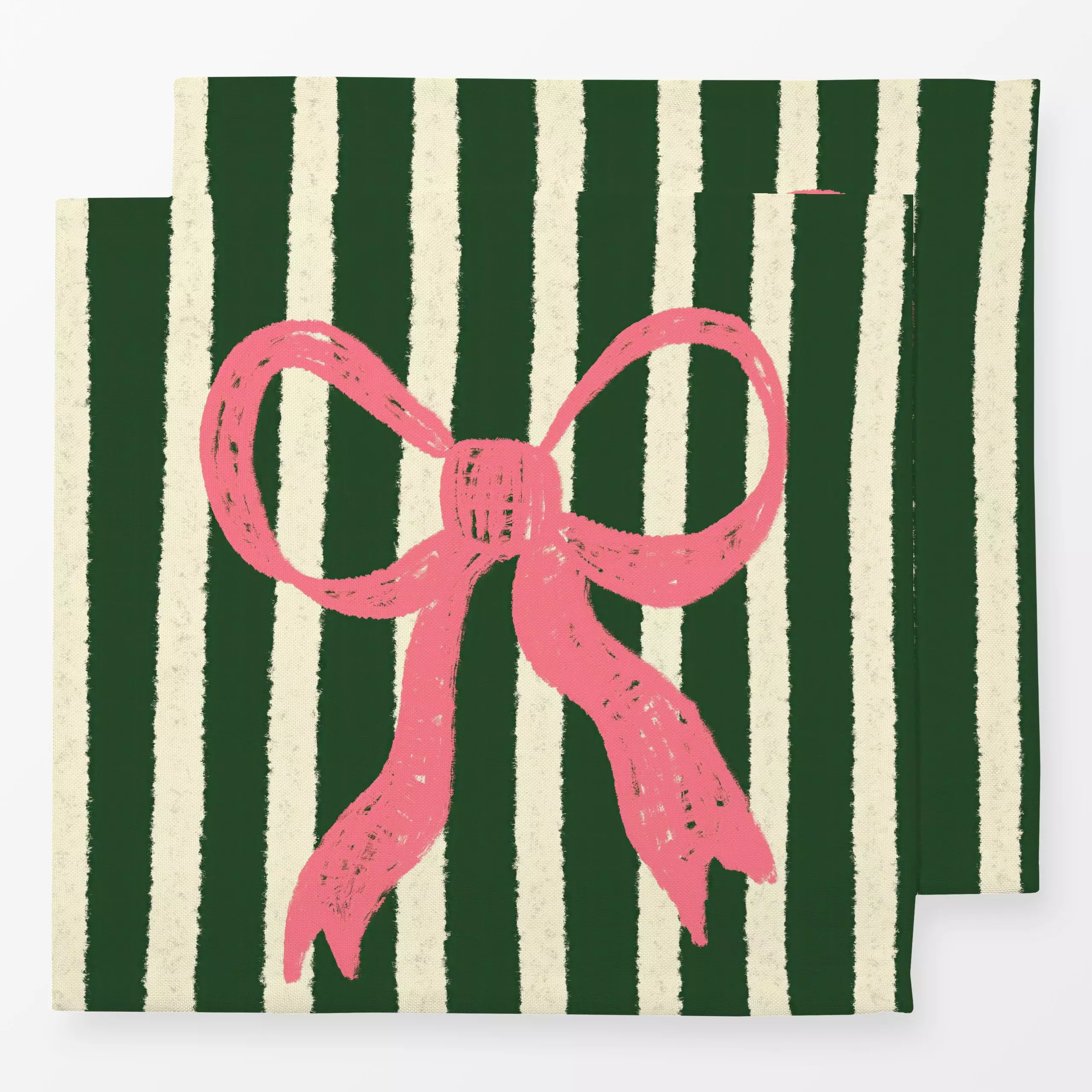 Servietten Schleife grün weiss gestreift - Weihnachten, Symbole & Muster - von „Studio Dolci"; Streifen, rosa, Weihnachten, ...