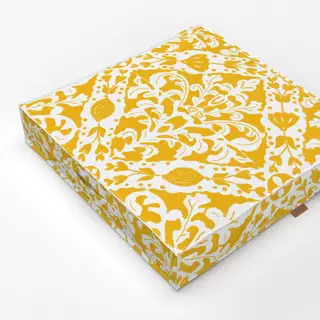 Bodenkissen Ornament Fliese Gelb Weiss