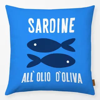 Kissen Sardinen Fische Dose Azurblau