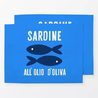 Tischset Sardinen Fische Dose Azurblau