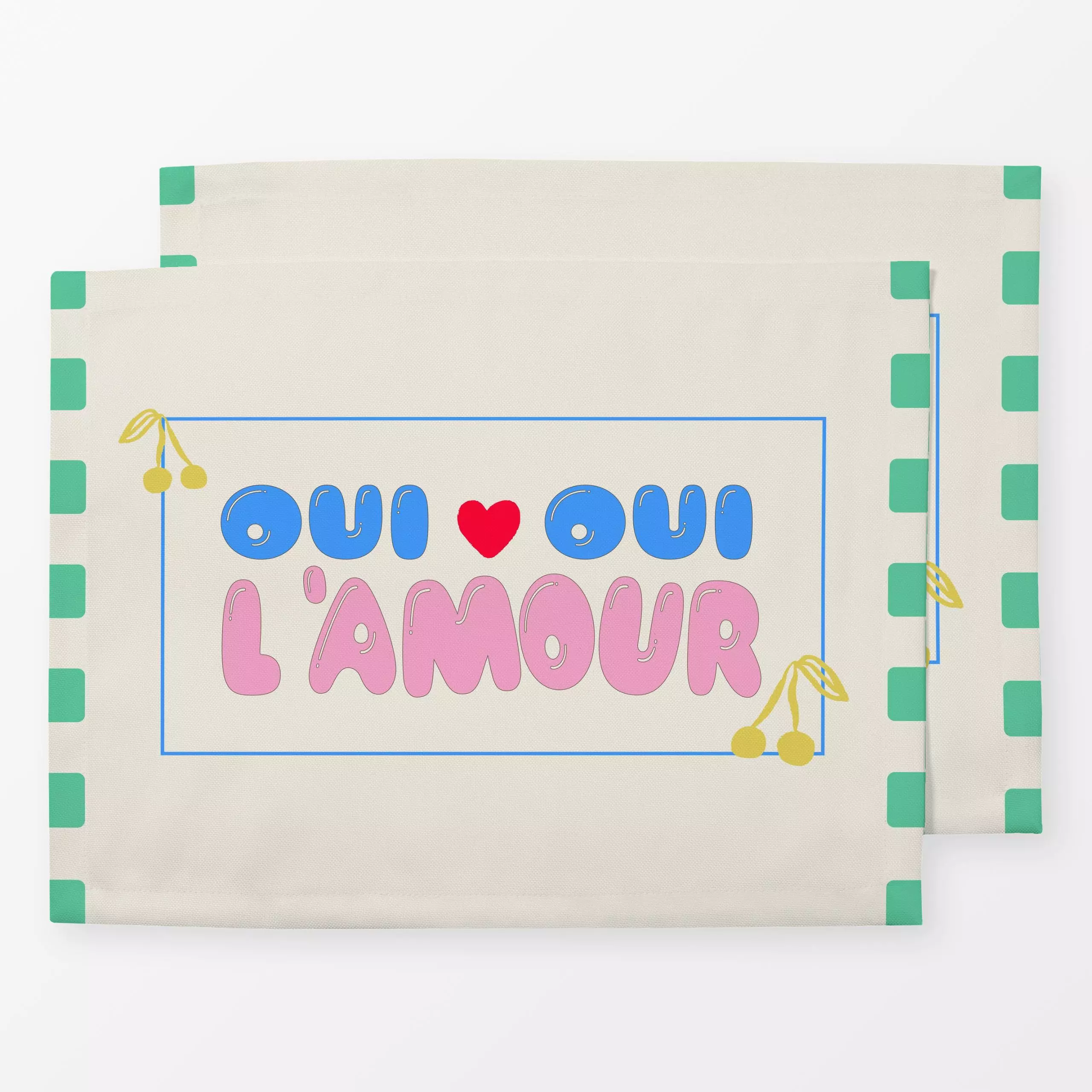 Tischset Oui Oui L'amour - Liebe, Romantik & Pride, Sprüche & Schriftzüge - von „Patries Elisabeth“; Love, Valentinstag, bla...
