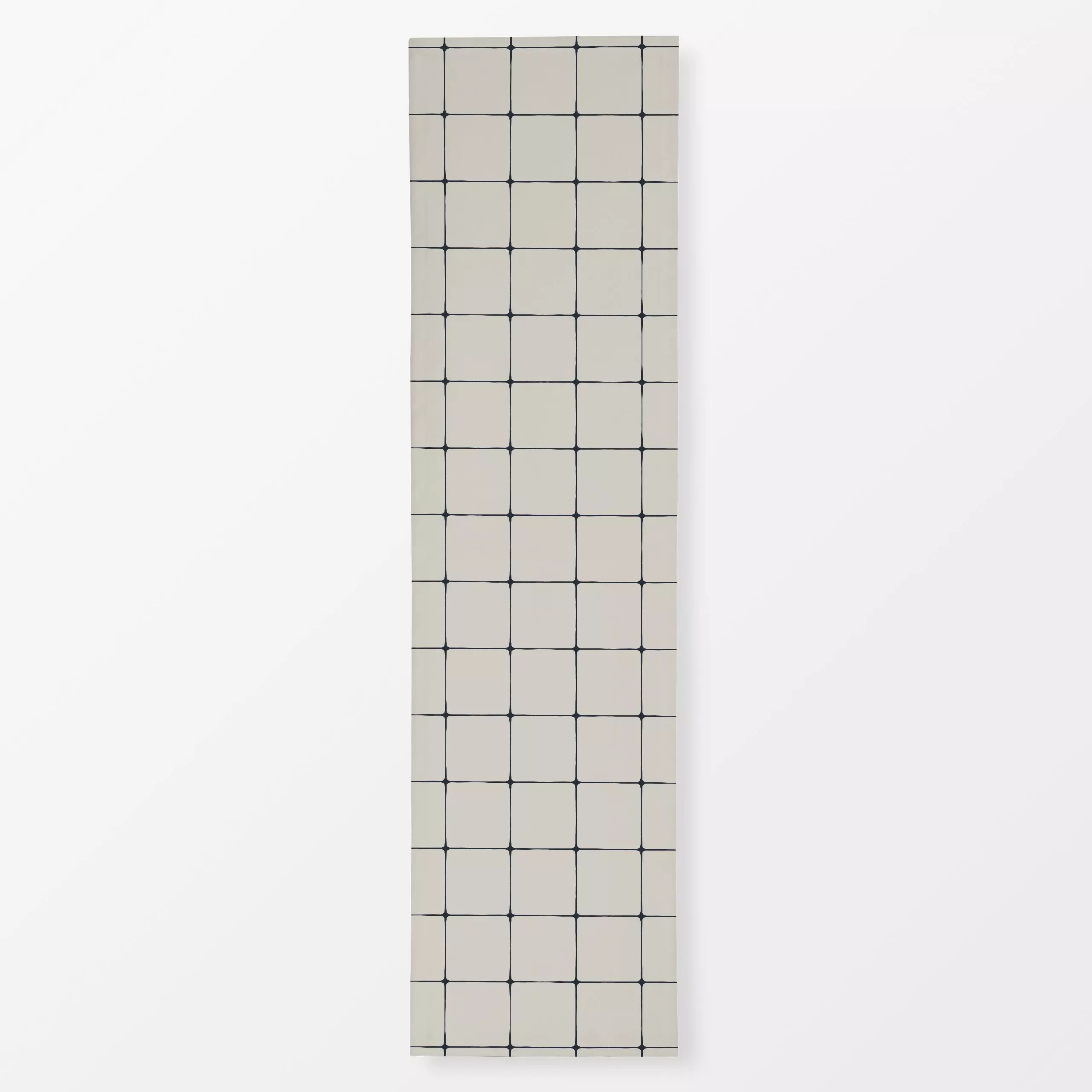 Tischläufer Kachel Karo grau beige, gemustert, von Katrin Graff