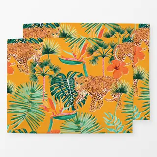 Tischset Tropical Jungle Leopard yellow