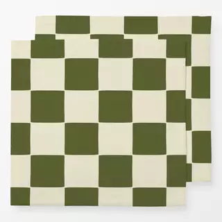 Servietten Kariert Green Beige