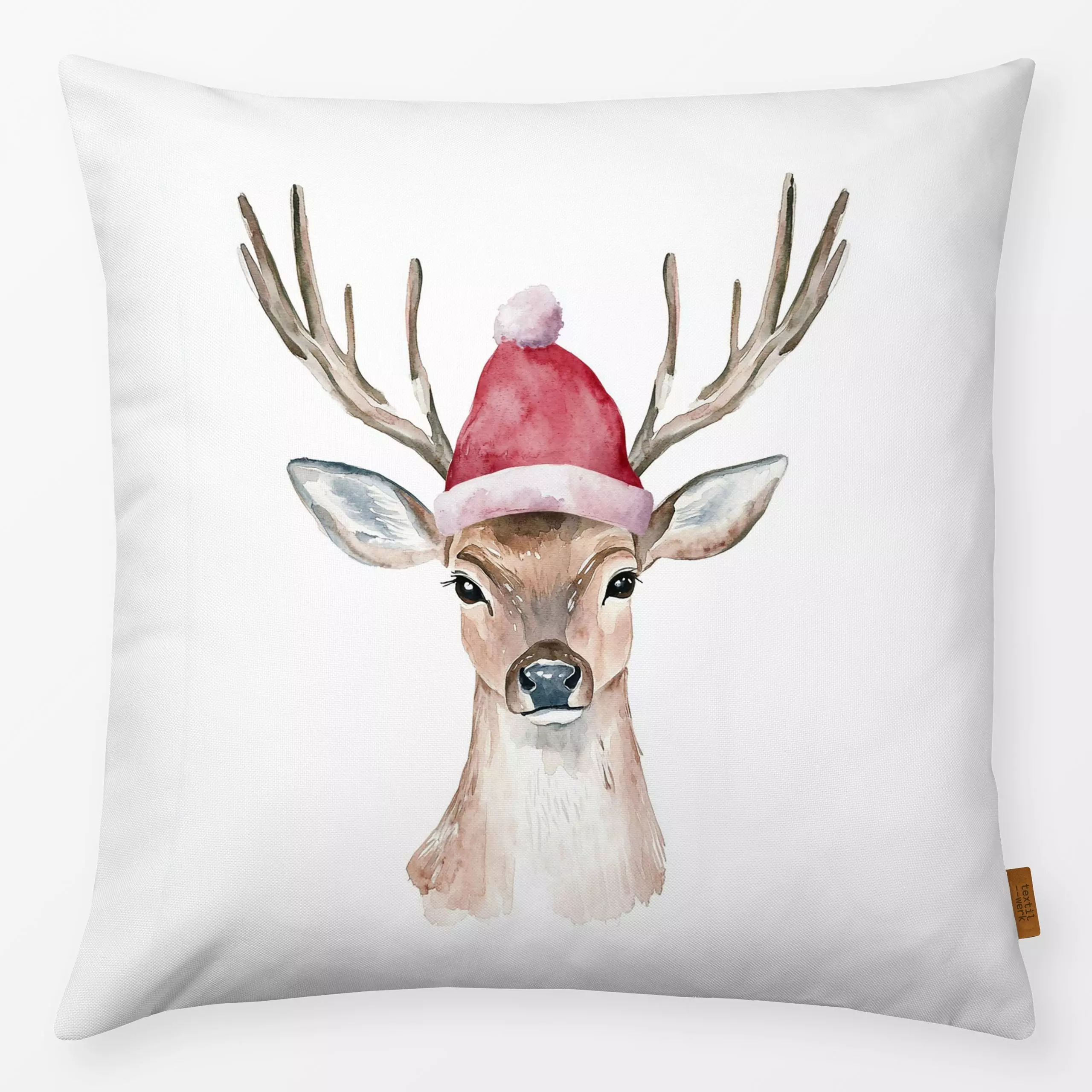 Kissen Weihnachtsmann Hirsch - Tiere, Weihnachten, Winter - von „Uta Naumann"; Merry Christmas, Wildtiere, Weihnachtsmann, W...