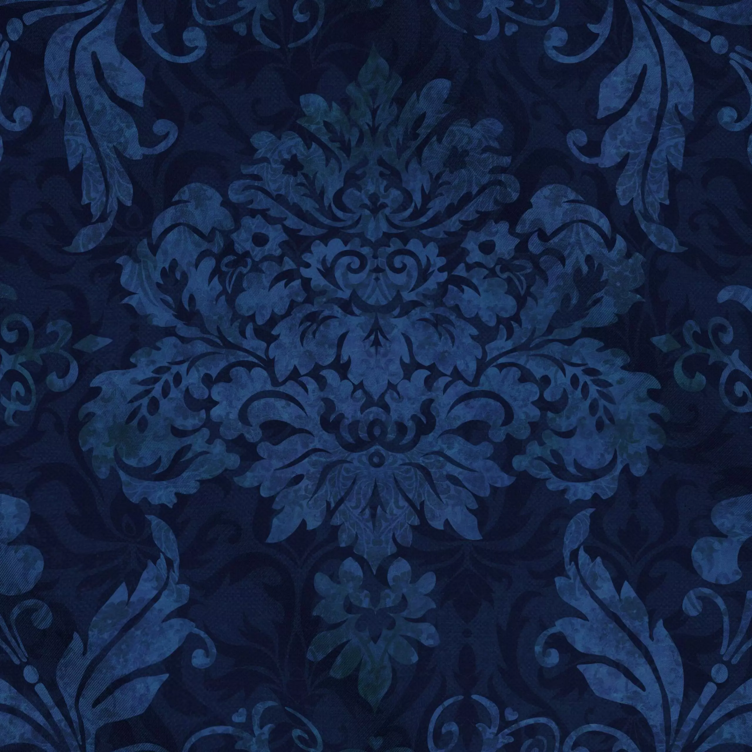 Meterware Victorian Damask Flourish 2 - Blumen & Florales, Retro & Vintage - von „Andrea Haase"; Muster, floral, blau, Elega...