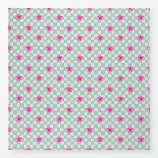 Tischdecke Hibiskus Schachbrett türkis