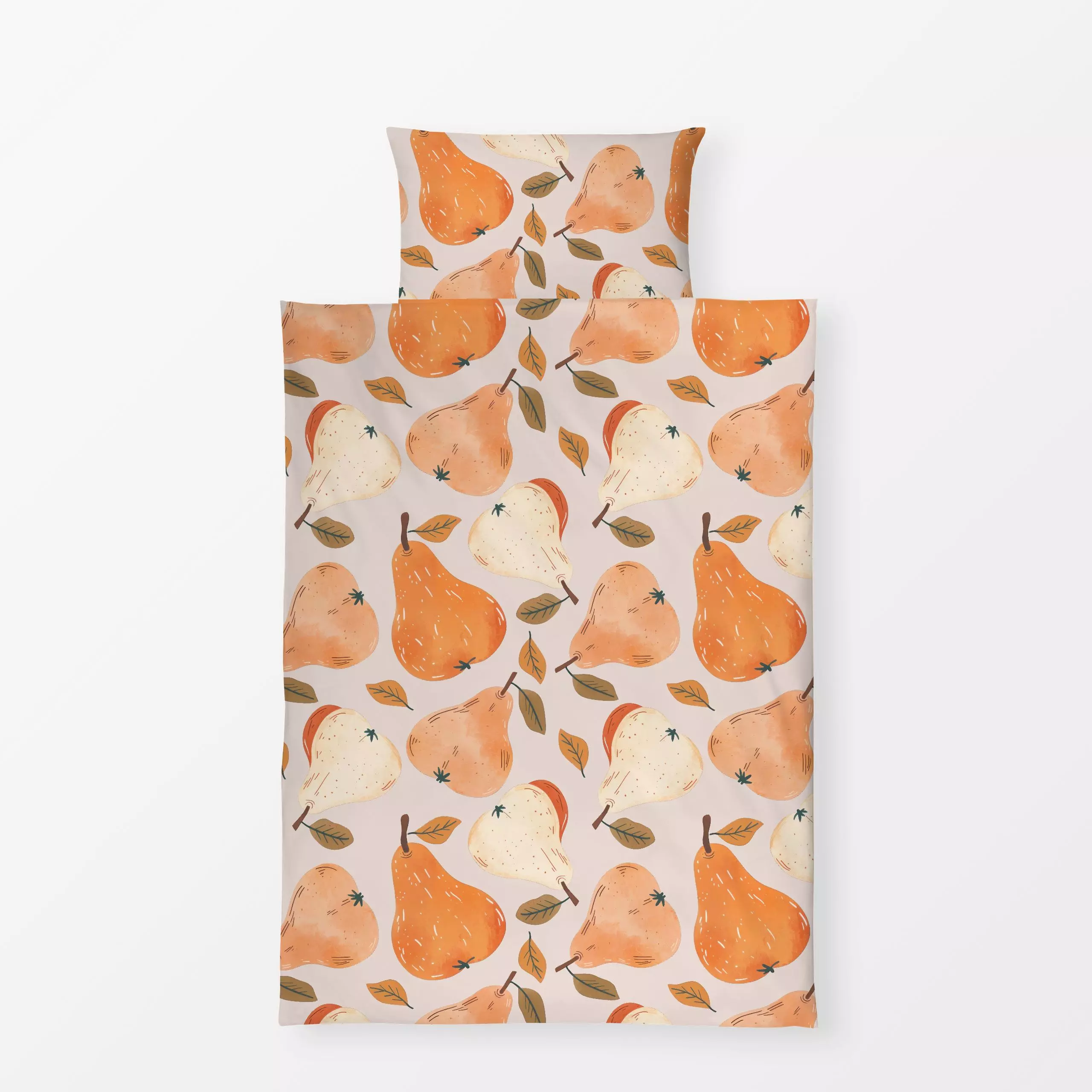 Bettwäsche Birnenkompott beige - von „Uta Naumann“; boho, Muster, skandinavisch, Garten, Hygge, modern, floral, Birnen, mini...