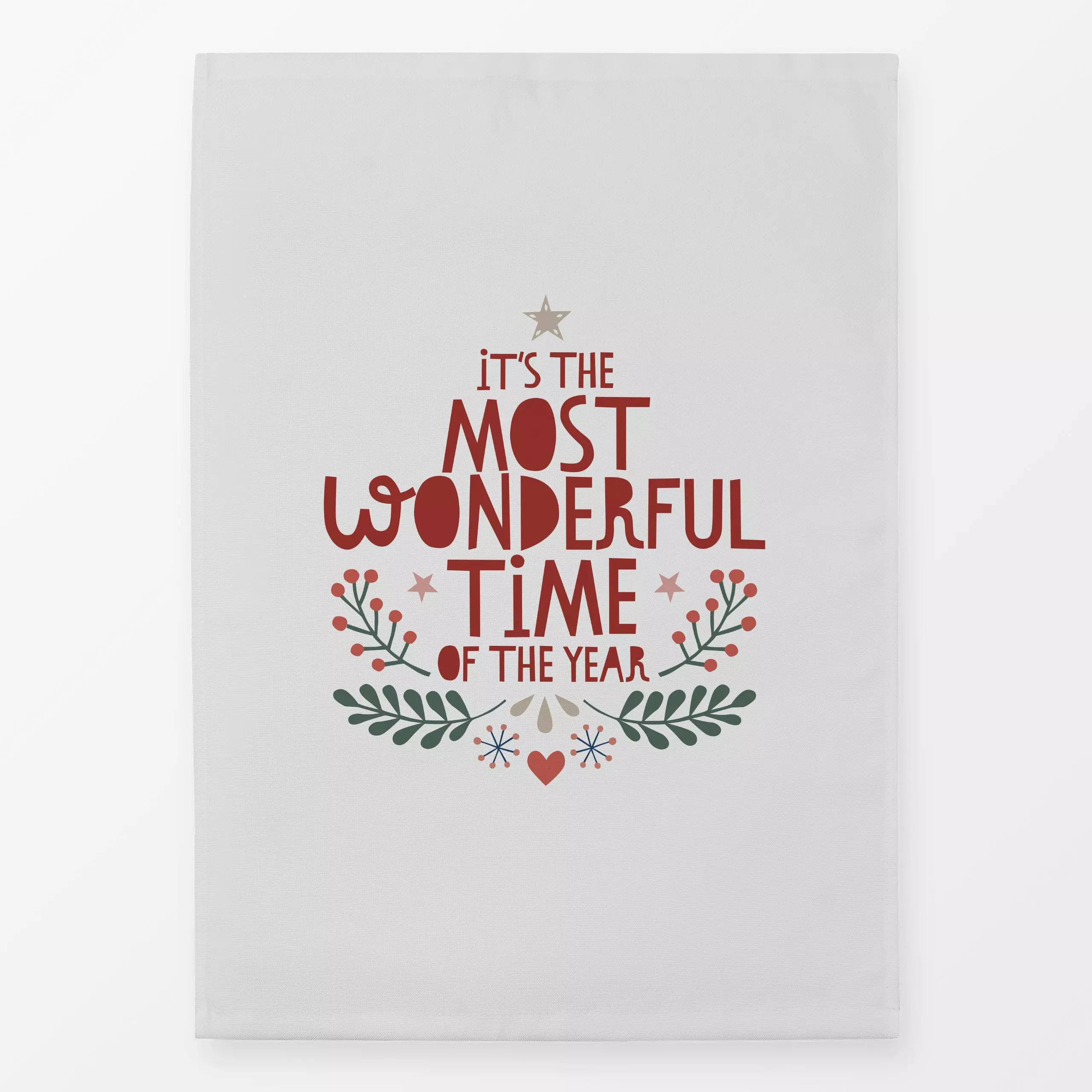 Geschirrtücher It's the most wonderful time - Sprüche & Schriftzüge, Weihnachten - von „Kerstin Ax"; skandinavisch, Blätter,...