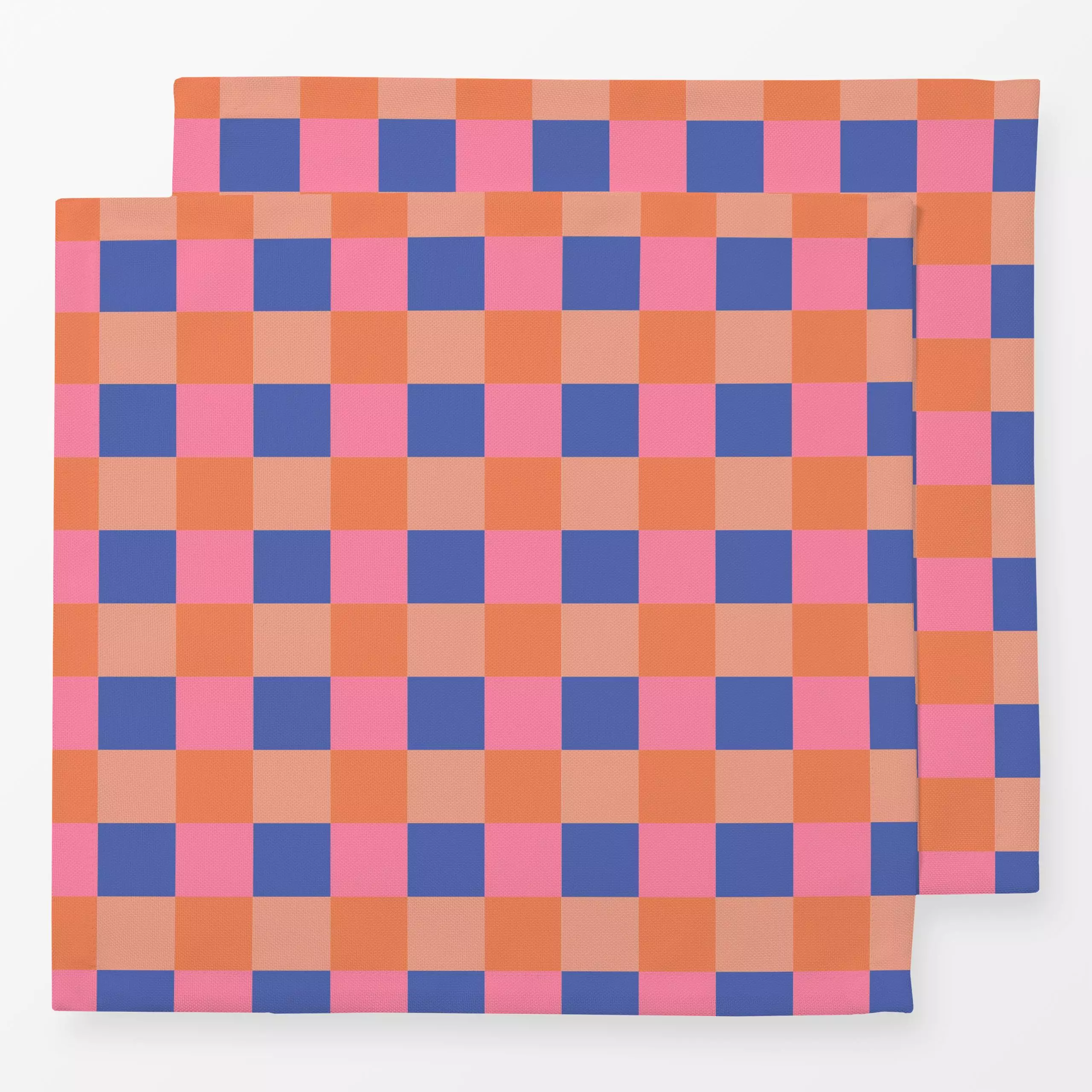 Servietten Frühlingskaro Blau Pink - Frühling, Symbole & Muster - von „Andrea Liesert"; Muster, minimal, Garten, farbenfroh,...