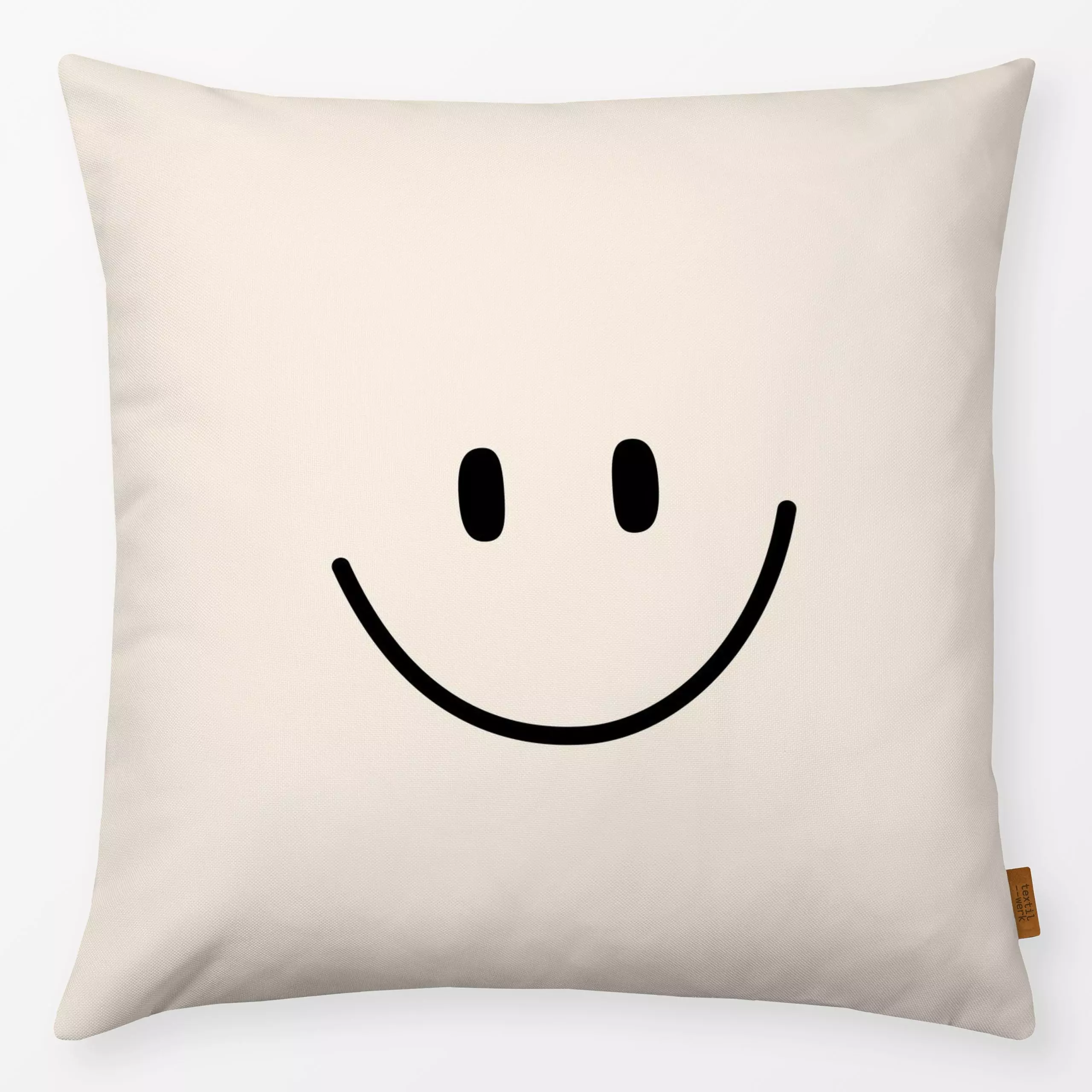 Kissen Smile Creme Schwarz - Kinderzimmer & Motive für Kinder, Anlässe - von „Maren Gross "; trend, Geschenk, geschenkidee, ...