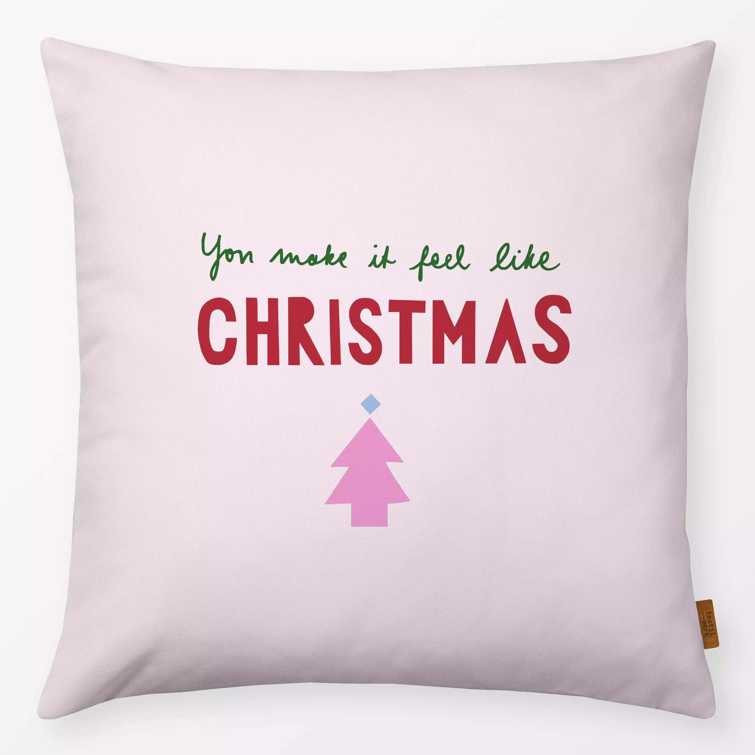 Kissen Schriftzug Christmas hellrosa - Sprüche & Schriftzüge, Weihnachten, Winter - von „Iris Knabenschuh Textildesign"; Mer...