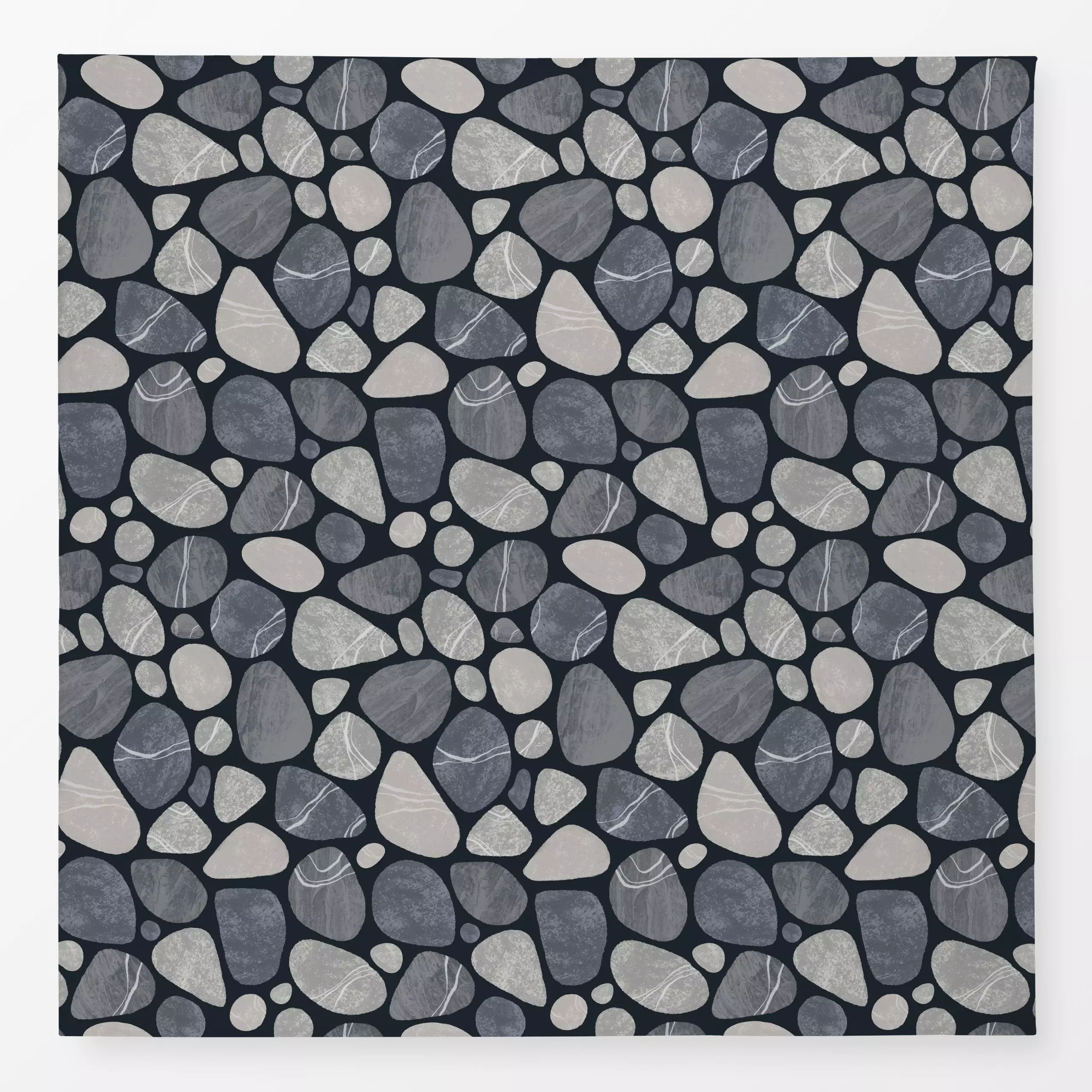 Tischdecke Grey Pebble - Natur & Landschaft - von „Andrea Haase"; Aquarell, Linien, Steine, organisch, Mineralien, Kieselste...