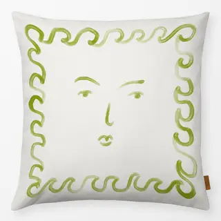 Kissen Gesicht Wellenrand Grün