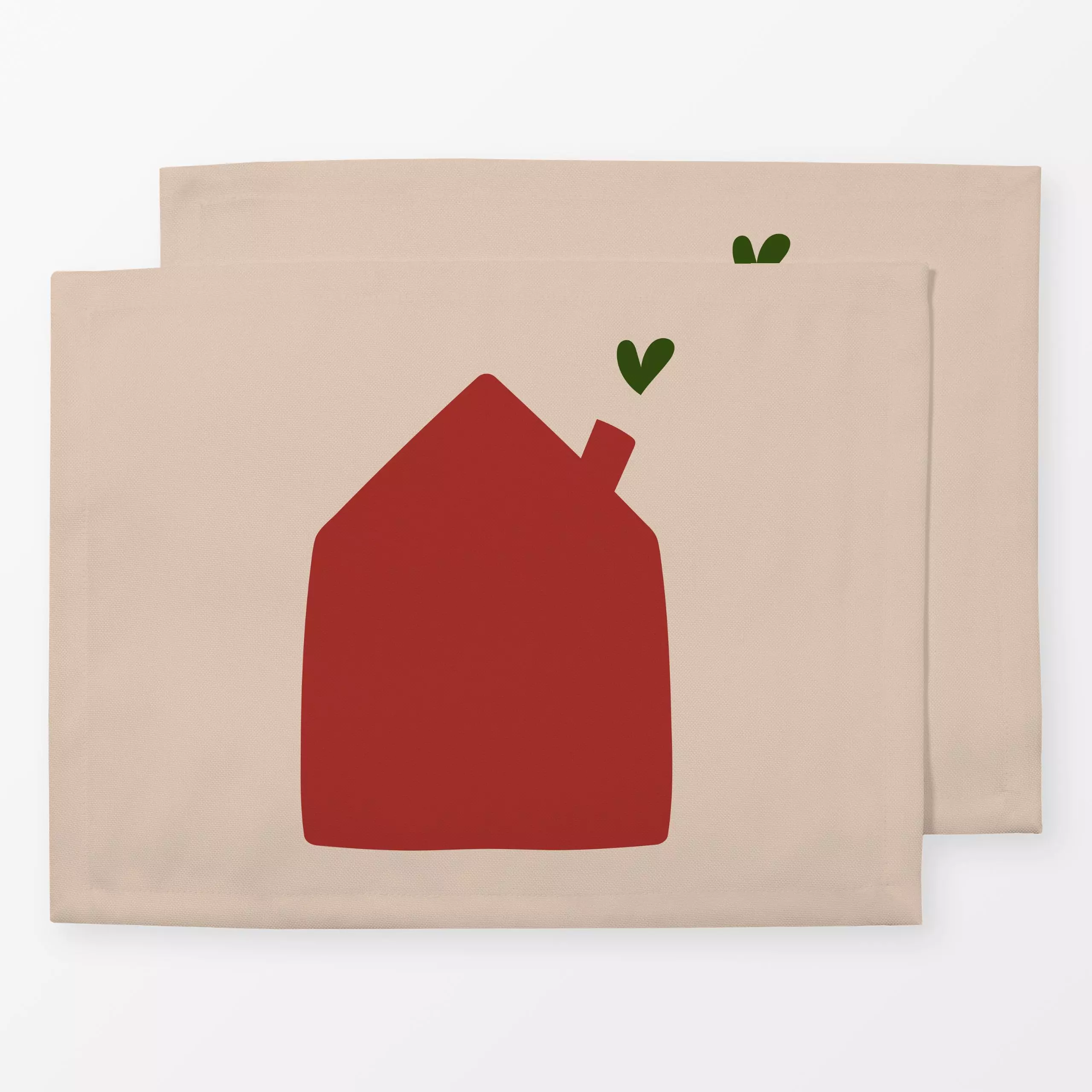 Tischset Haus mit Herz Rot auf Beige - Weihnachten, Winter - von „Alisa Knöß"; Haus, Weihnachtsdeko, weihnachtsgeschenk, Wei...