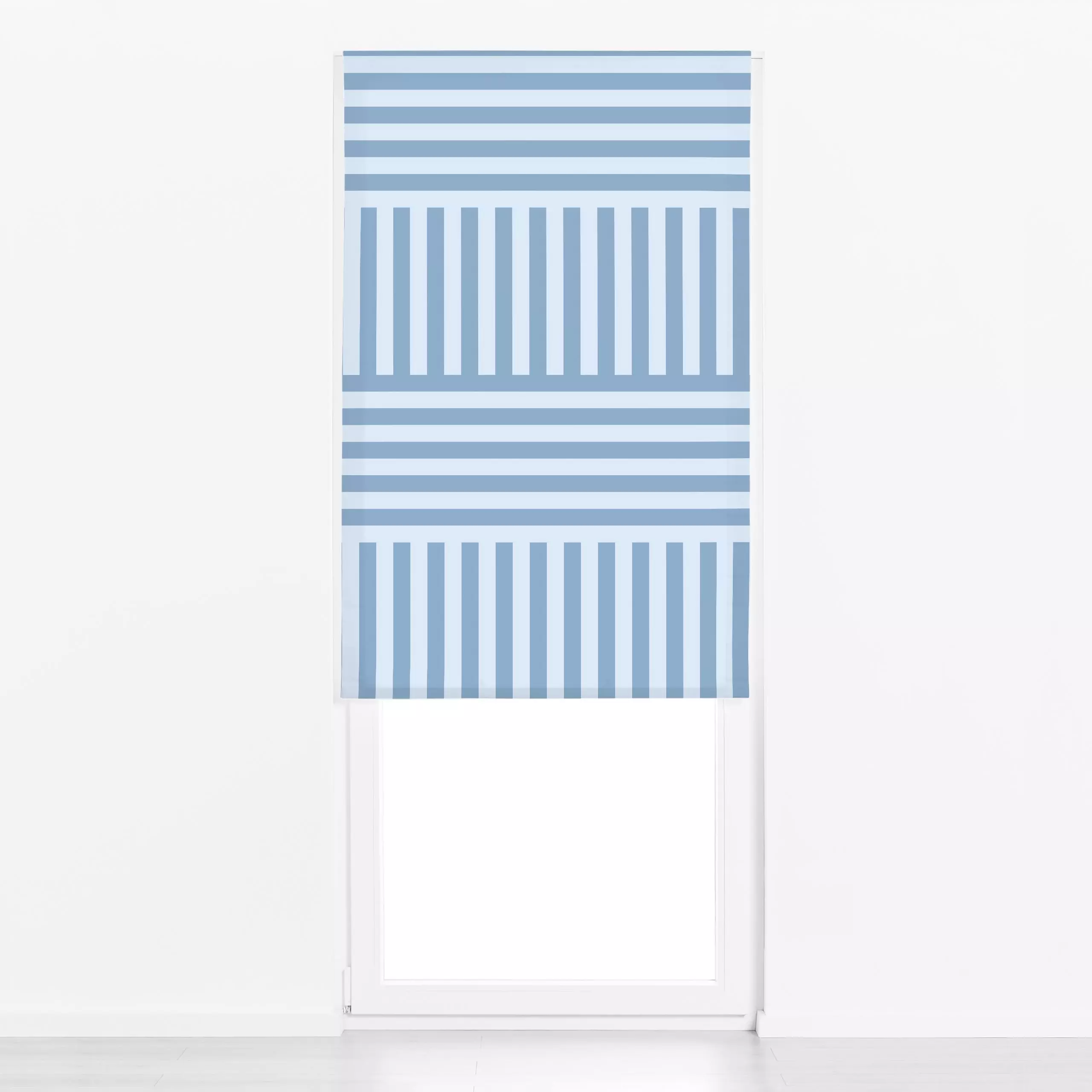 Raffrollo LINEAR Streifen-Mix 1 - Symbole & Muster - von „Primus Pattern"; minimal, Streifen, Sommer, stripes, hellblau, ges...