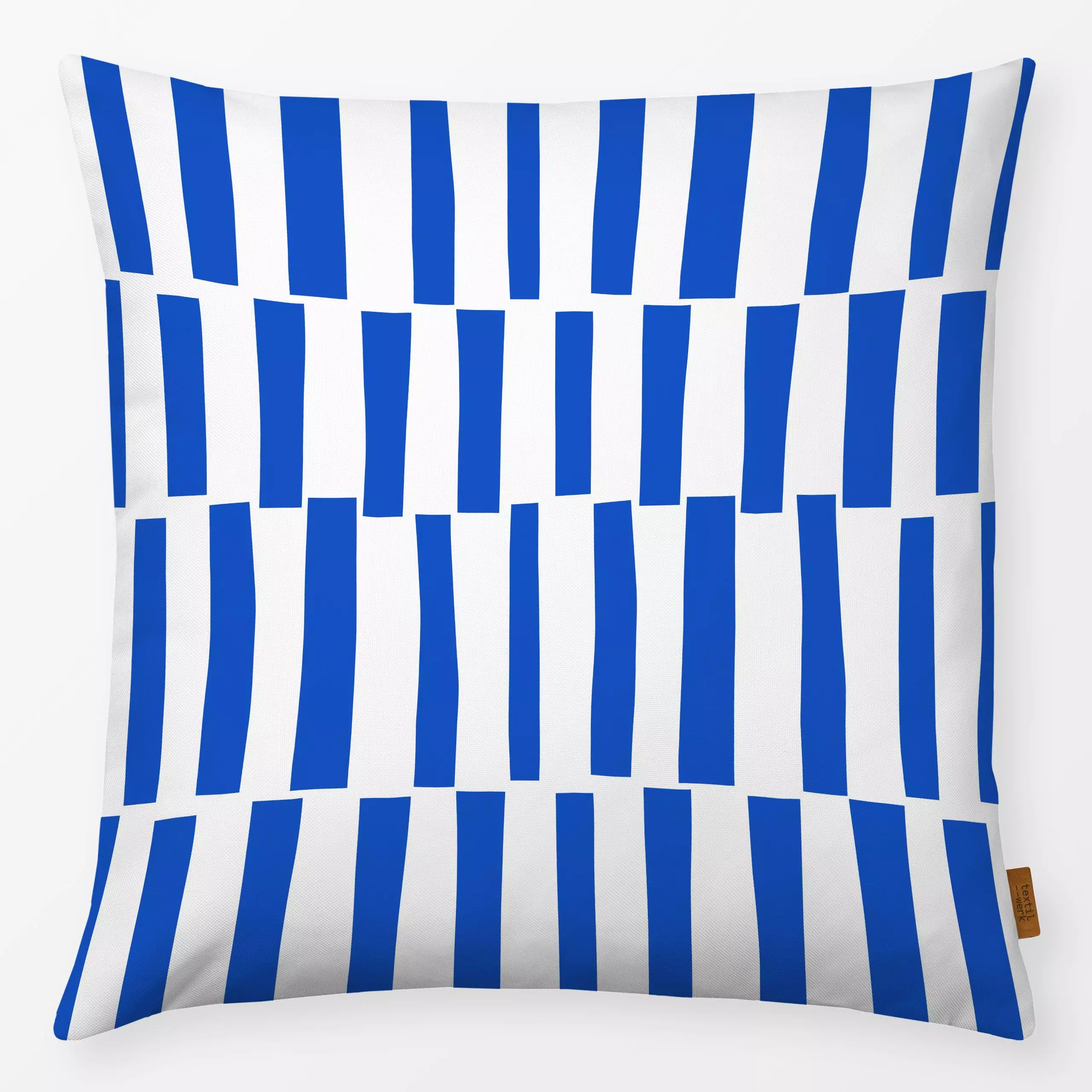 Kissen Blue cuts - Symbole & Muster - von „Lisa Jasmin Bauer"; Shapes, Scandianvian, Scandi, blue, colorful, cutouts, paperc...