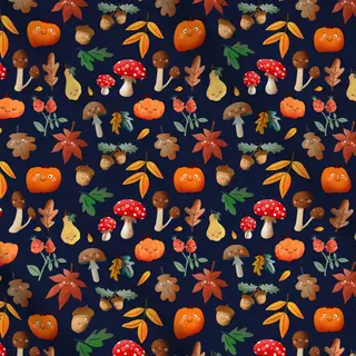 Meterware Herbstliebe Muster - midnight