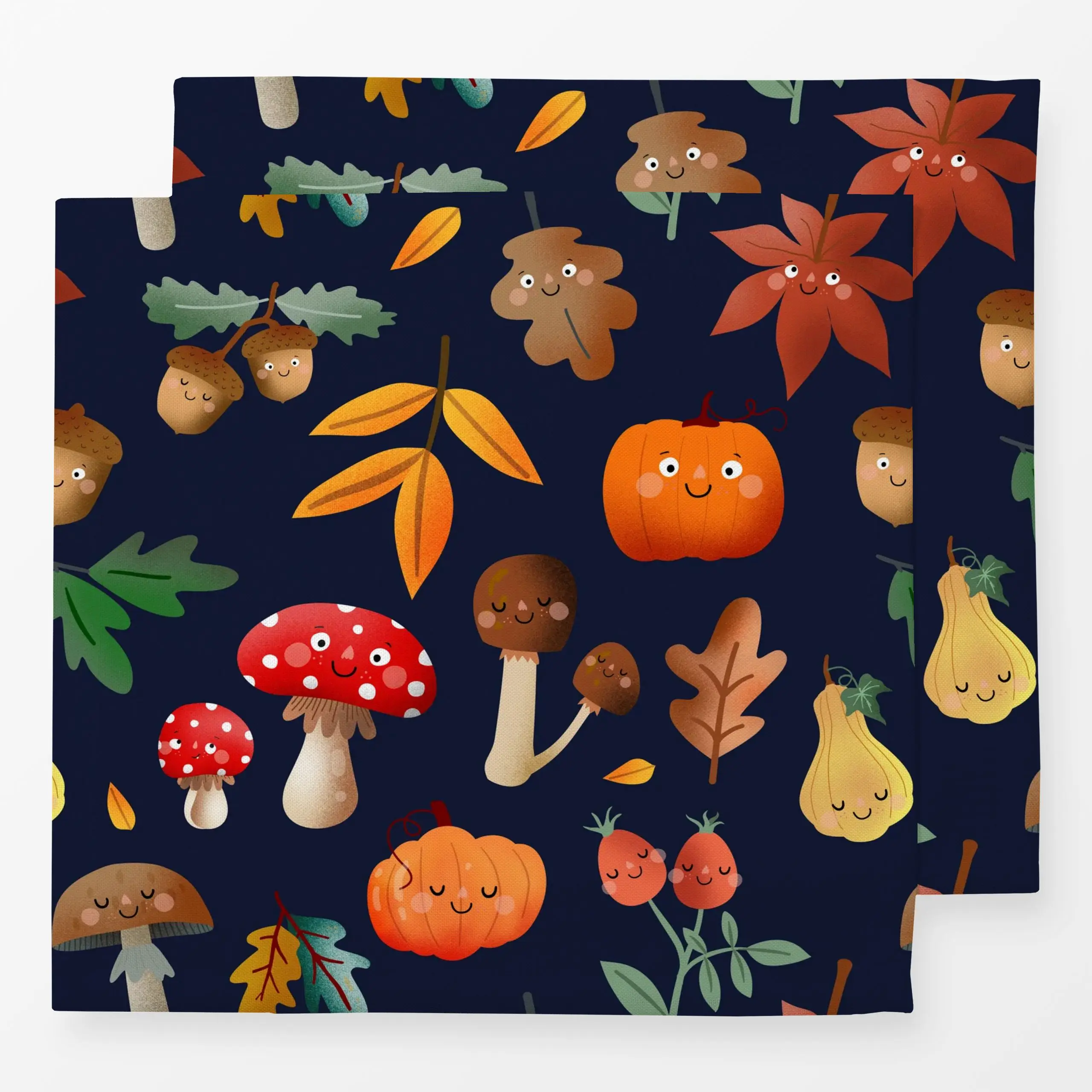 Servietten Herbstliebe Muster - midnight - Herbst - von „Heyduda“; Laub, Wald, Winter, Herbst, Herbstdeko, Eicheln, ahorn, F...