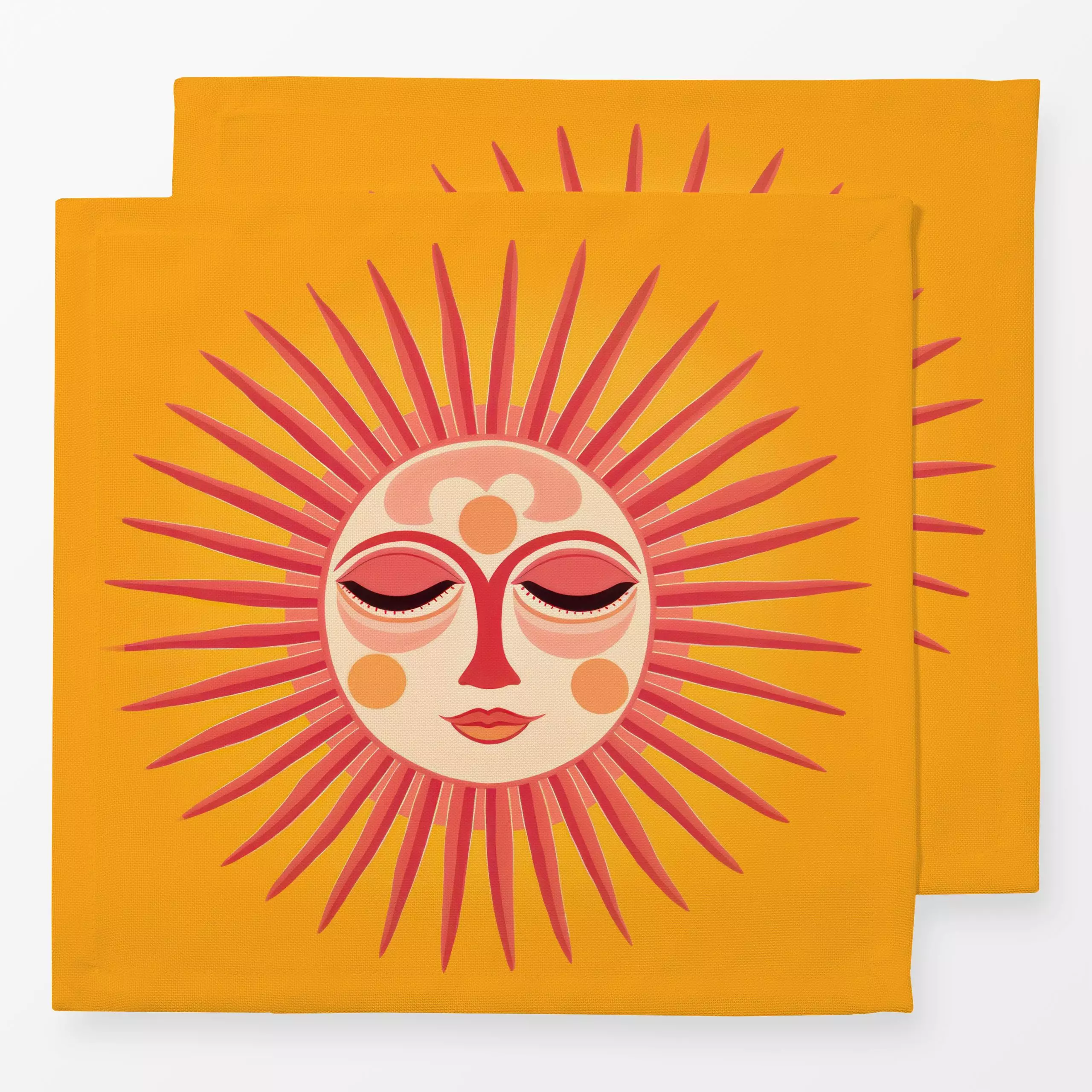 Servietten Friendly Sun - Sommer, Astronomie & Weltraum - von „Andrea Haase"; Aquarell, Sonne, Sommer, Gesichter, warm, freu...