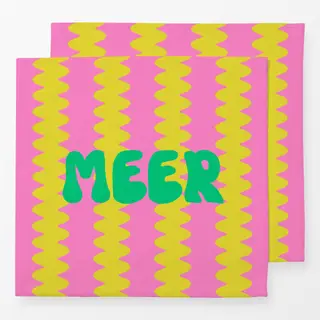 Servietten Meer Wellenstreifen Gelb Pink