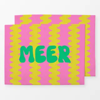 Tischset Meer Wellenstreifen Gelb Pink