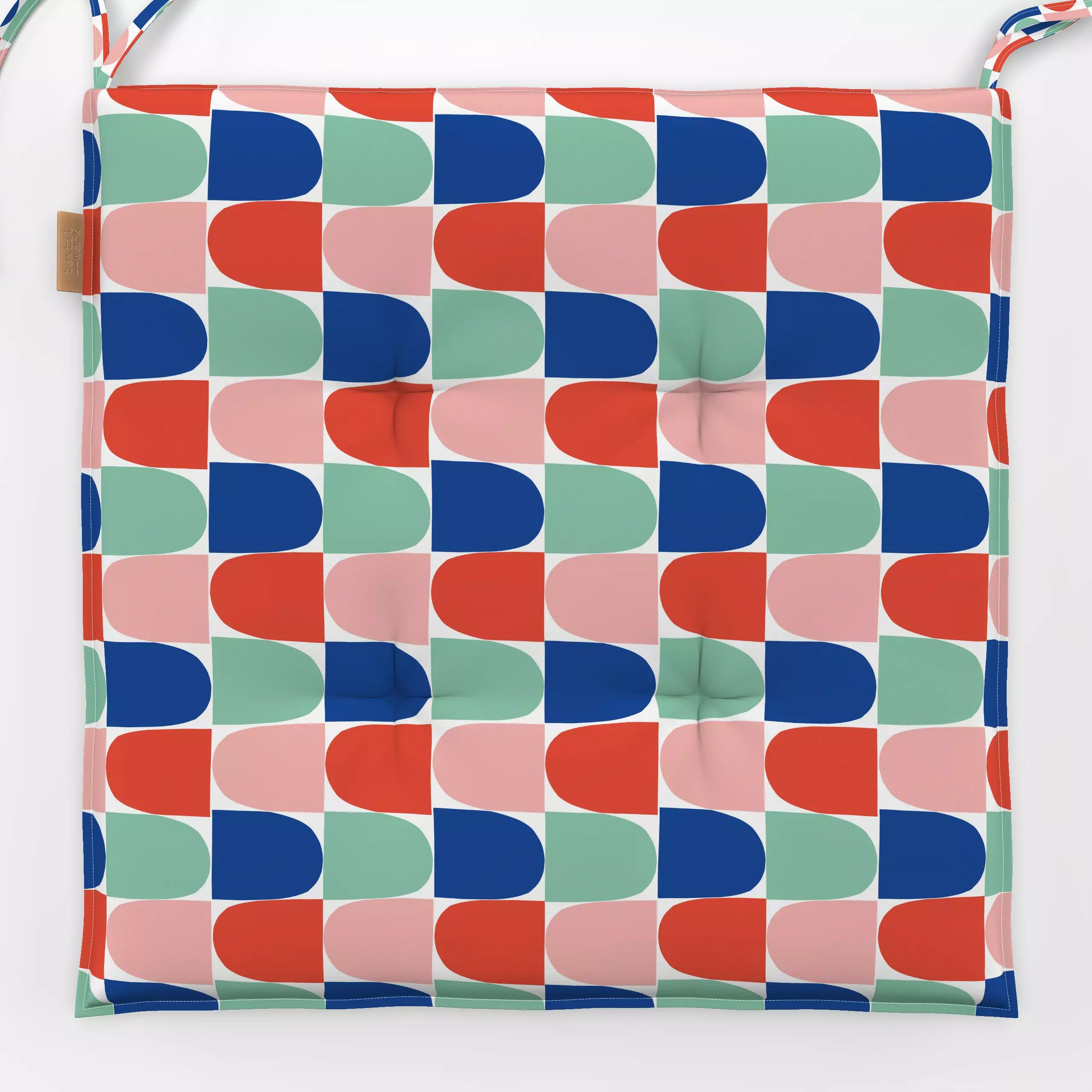 Sitzkissen Picnic - Symbole & Muster - von „Petra Kaksonen"; minimal, Collage, verspielt, Scandianvian, bunt, farbenfroh, cu...