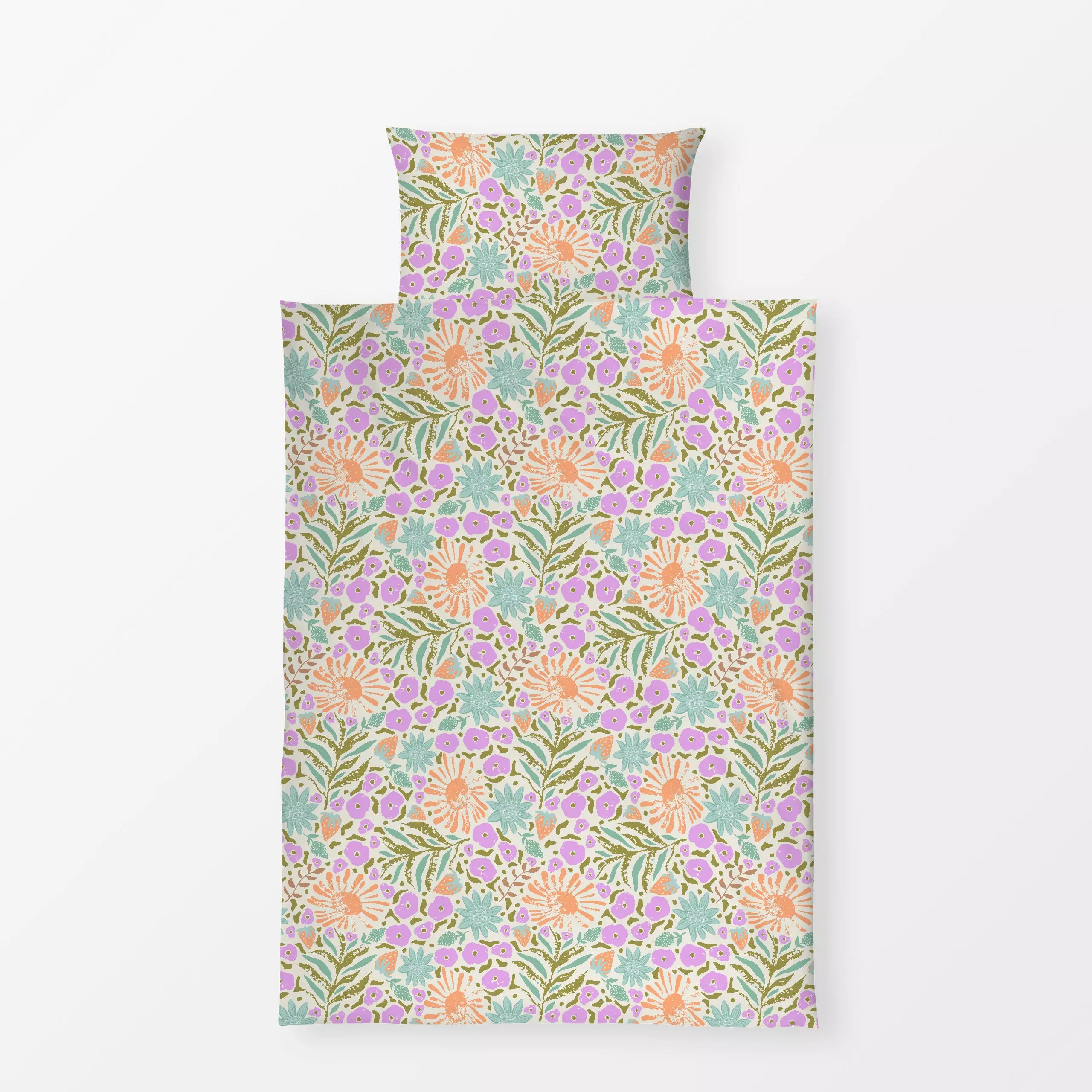 Bettwäsche Lana Lilac - Blumen & Florales, Sommer - von „Patries Elisabeth"; boho, Sonne, Orange, Erdbeeren, floral, vintage...