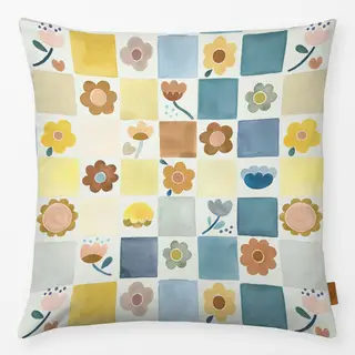 Kissen Vintage Florale Schachbrett