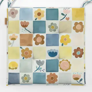 Sitzkissen Vintage Florale Schachbrett