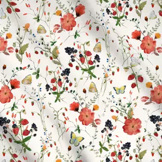 Meterware Wildblumen und Beeren Wiese