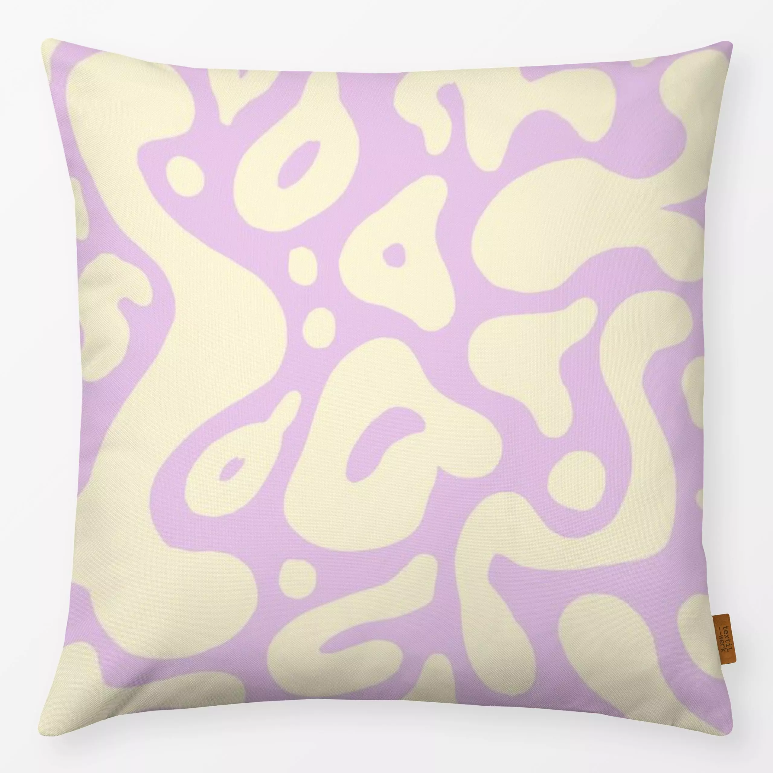 Kissen Muster flieder - Symbole & Muster, Retro & Vintage - von „Studio Dolci"; abstrakt, Retro, Weiss, feminin, flieder, ge...