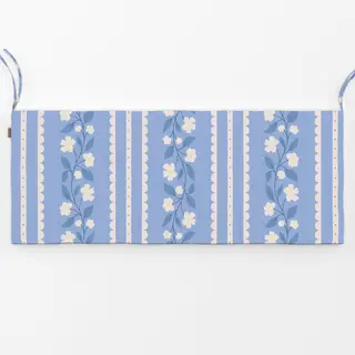 Bankauflage Blumen und Spitze Blau Weiss