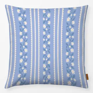 Kissen Blumen und Spitze Blau Weiss