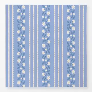 Tischdecke Blumen und Spitze Blau Weiss