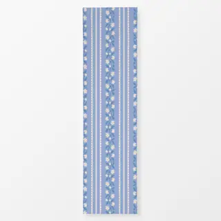 Tischläufer Blumen und Spitze Blau Weiss