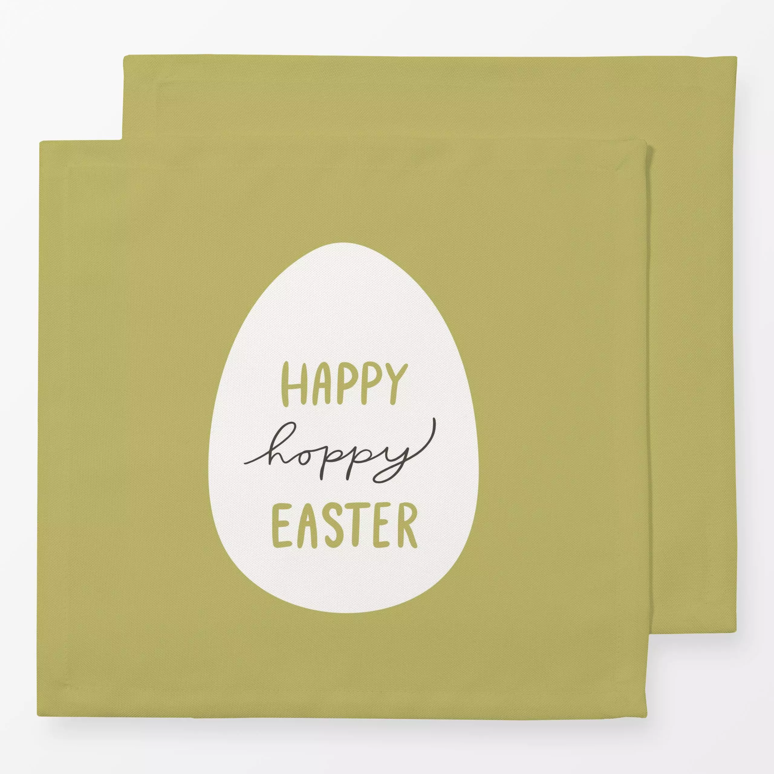 Servietten Happy hoppy Easter green - Frühling, Sprüche & Schriftzüge - von „Kathrin Woo"; Ostern, Spruchkissen, FroheOstern...