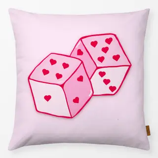 Kissen Lucky Me - Würfel Pink Herzen