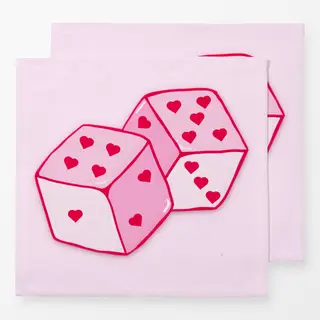 Servietten Lucky Me - Würfel Pink Herzen