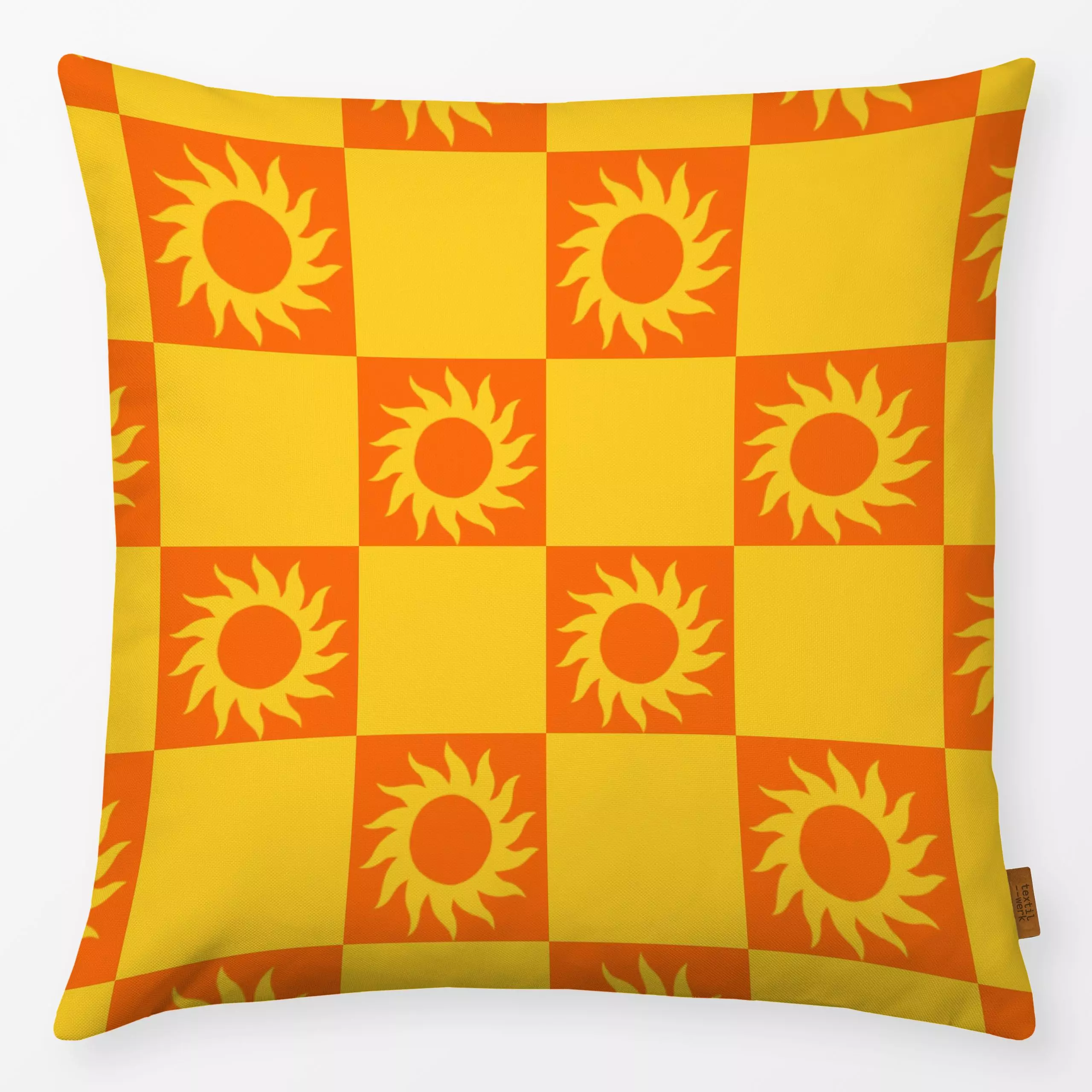 Kissen Checks Sun - Sommer, Symbole & Muster, Astronomie & Weltraum - von „textilwerk"; Illustration, Sonne, Sommer, trend, ...