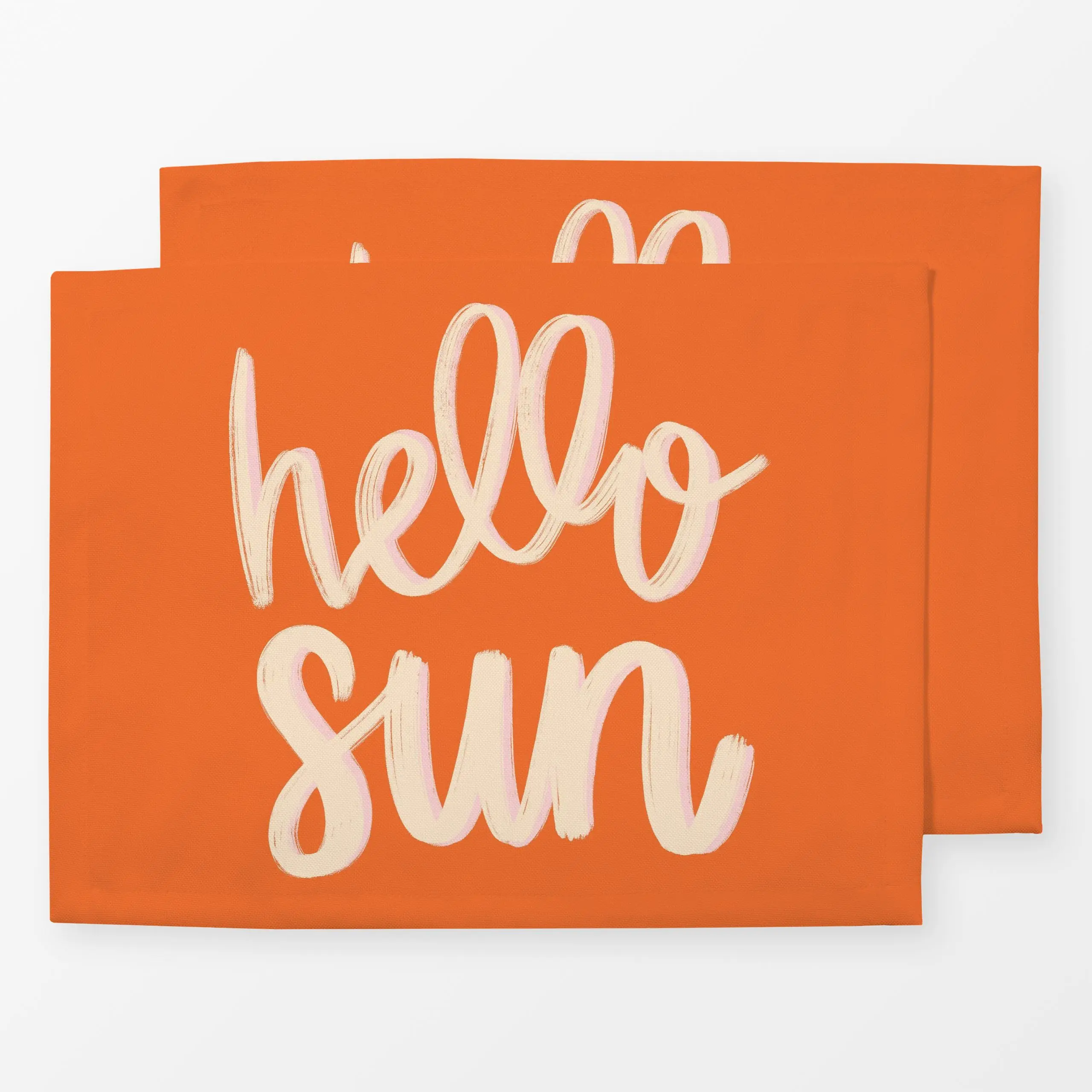 Tischset Hello Sun Orange - Sommer, Sprüche & Schriftzüge, Reise - von „Studio Kesse"; Strand, Sommer, Entspannung, sunshine...