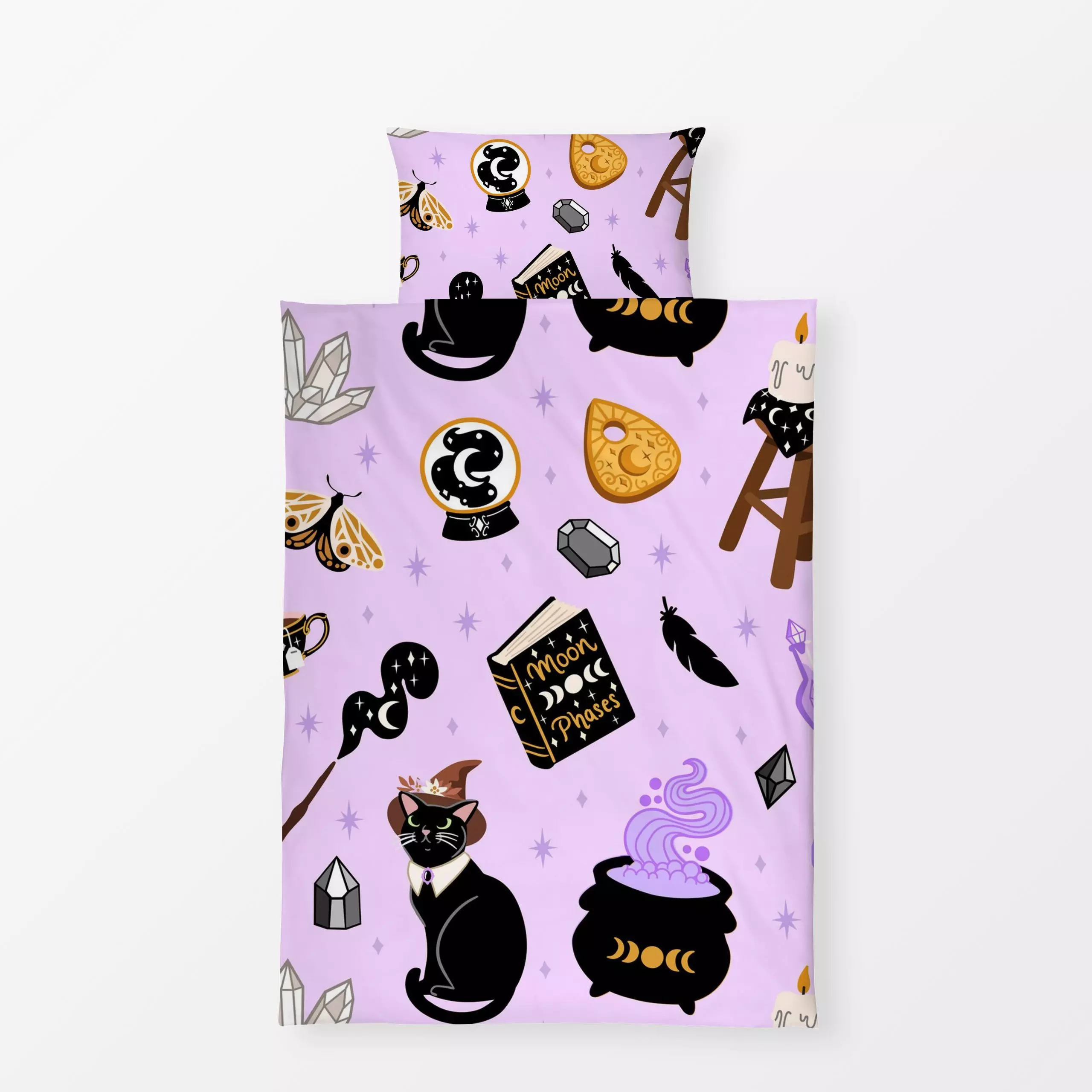 Bettwäsche Magic Cat - Kinderzimmer & Motive für Kinder, Tiere - von „duundich"; hippie, Illustration, Katze, Halloween, Mon...