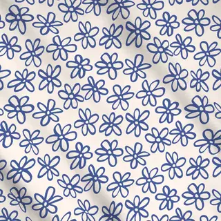 Meterware Blumen Muster Blau Beige