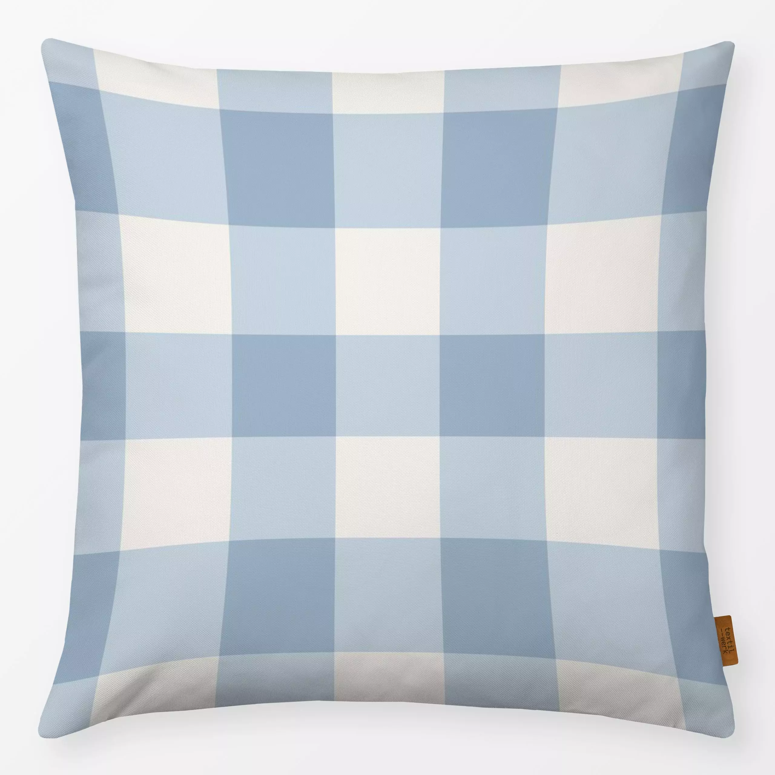 Kissen Gingham Blau - Herbst, Symbole & Muster - von „Vivian Hasenclever"; klassisch, Herbstdeko, kariert, hellblau, Landhau...