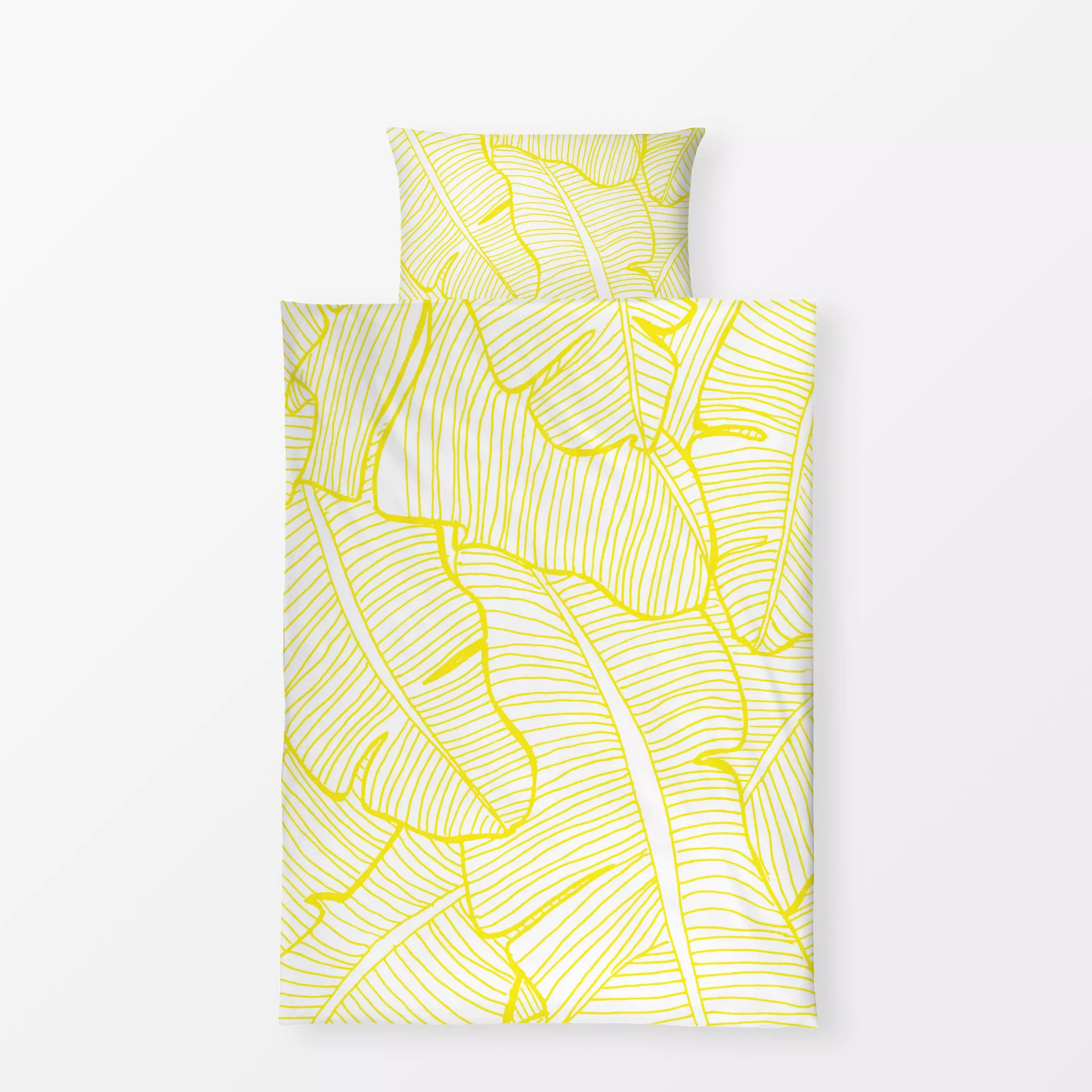 Bettwäsche Yellow Jungle - Blumen & Florales - von „Tina Dauenhauer"; Blatt, Blätter, Pflanzen, Jungle, Palmenwedel, palmenb...