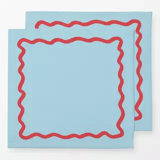 Servietten Wellenrand Blue Red