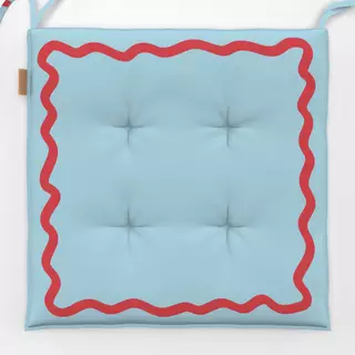 Sitzkissen Wellenrand Blue Red