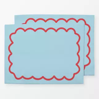 Tischset Wellenrand Blue Red